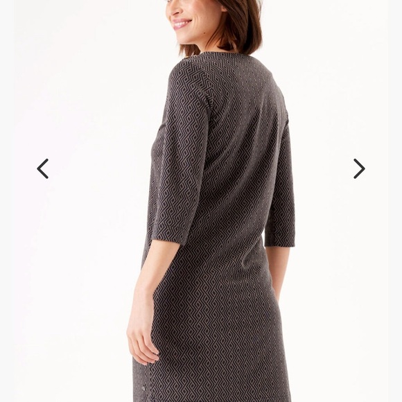 Garcia Textured 3/4 sleeve Midi Dress black and Gray women size M - Picture 5 of 5